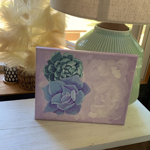 Original Succulents Artwork Acrylic On Stretched Canvas 8x10 - Picture 1 of 5